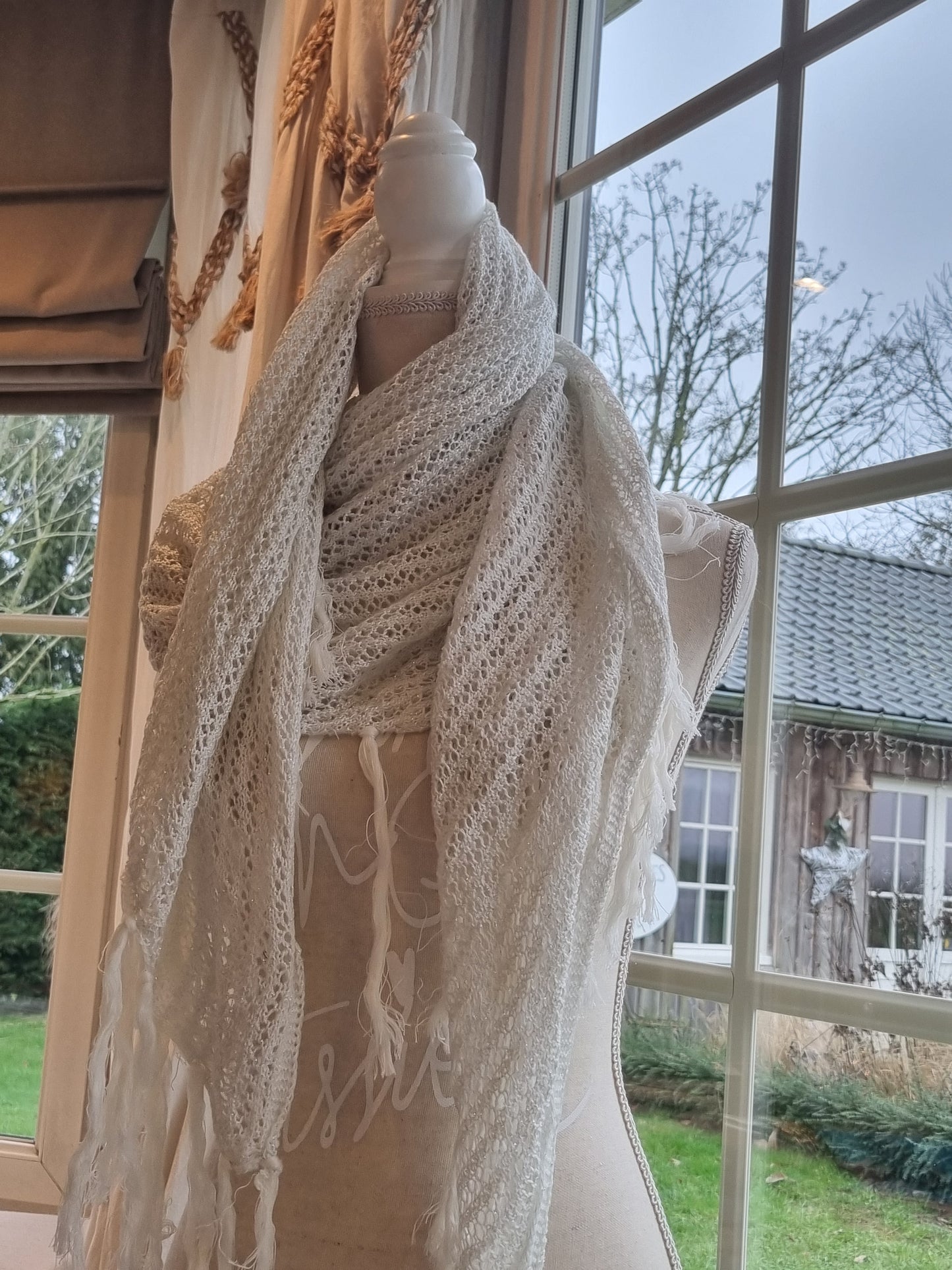 Écharpe crochet écru