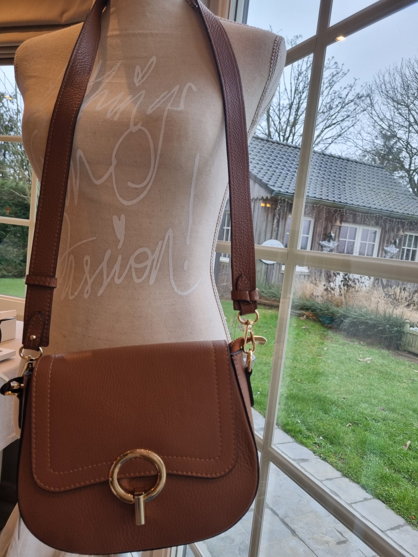 Sac cognac cuir classique bandoulière