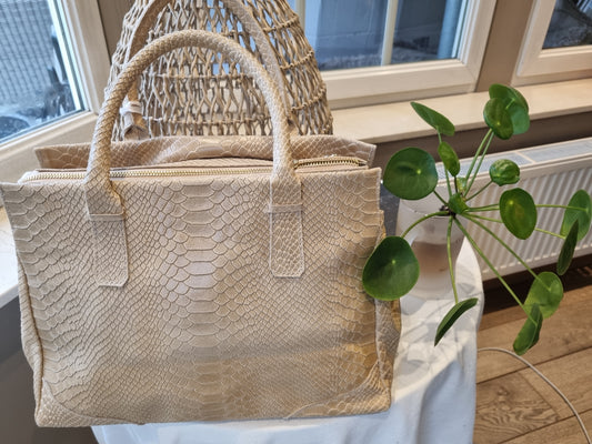 Sac croco cuir beige superbe pièce